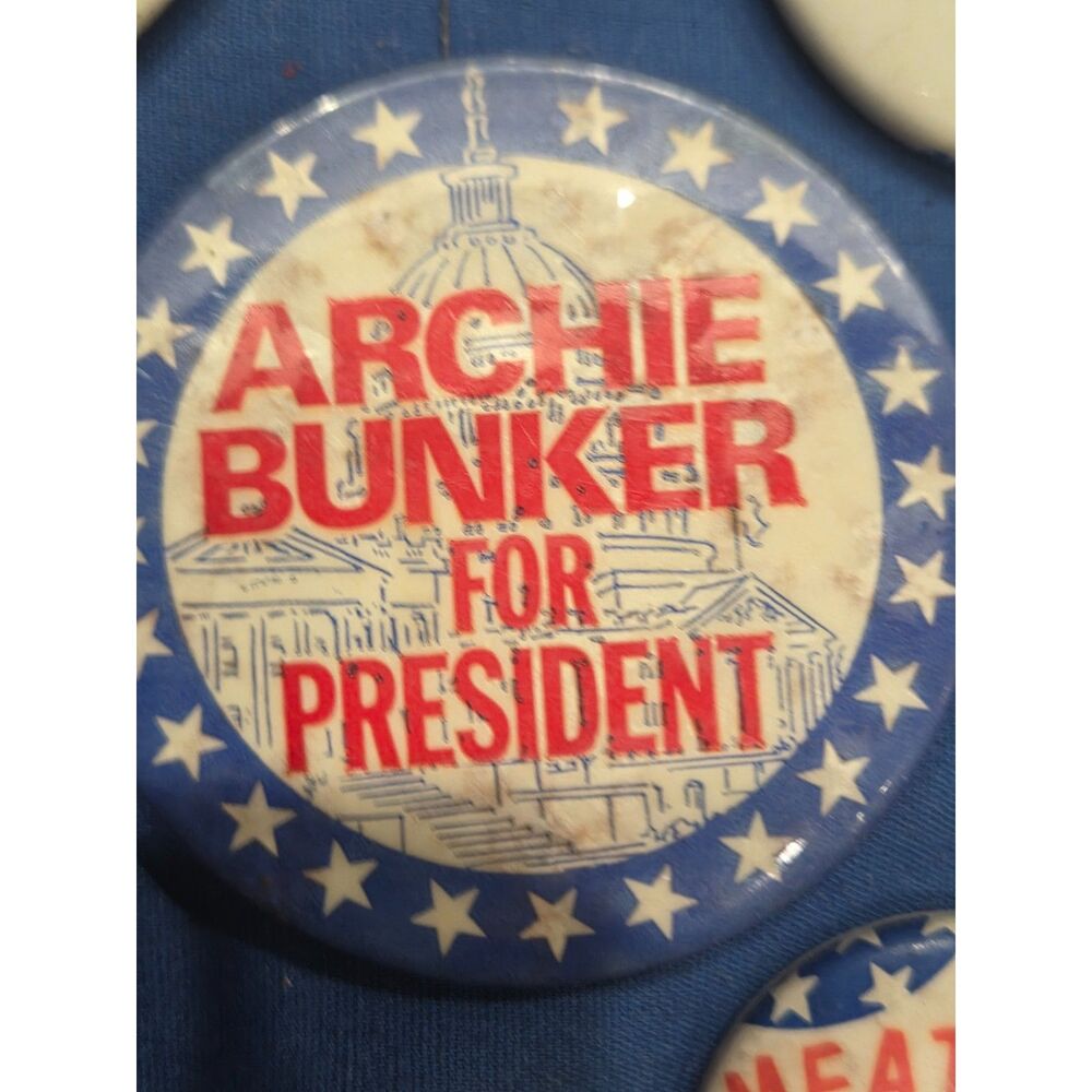 Vintage 1972 Archie Bunker For President Political Pinback Buttons Lot of 9
